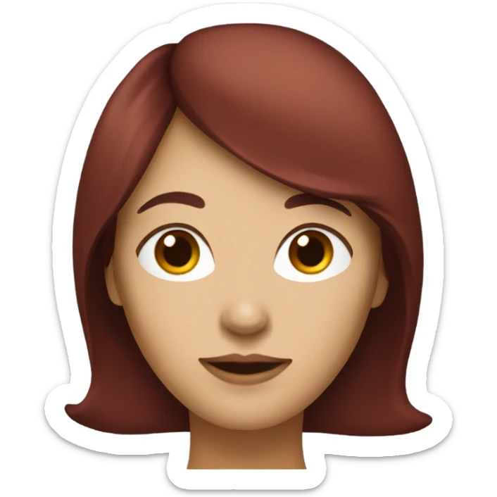 a woman with dark red hair shoulder length with bang sticker