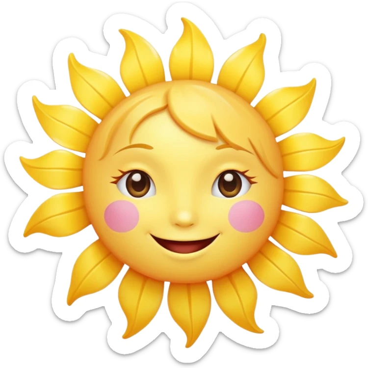 smiling sun with rosy cheeks and motivational rays, girly and motivating emoji sticker