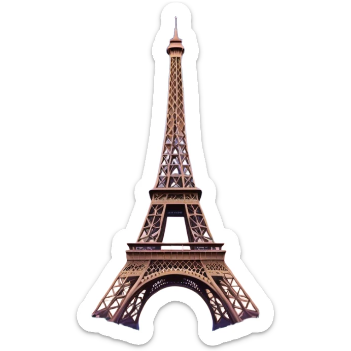 Cinematic Realistic Eiffel Tower Landmark Emoji, depicted with the iconic iron lattice structure against a twilight sky rendered with dramatic, luminous lighting and intricate detail. sticker