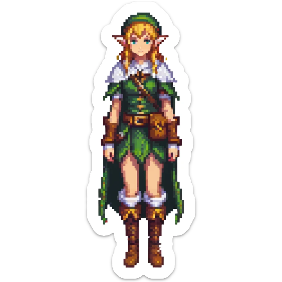 female elf full body portrait, fantasy adventurer sticker