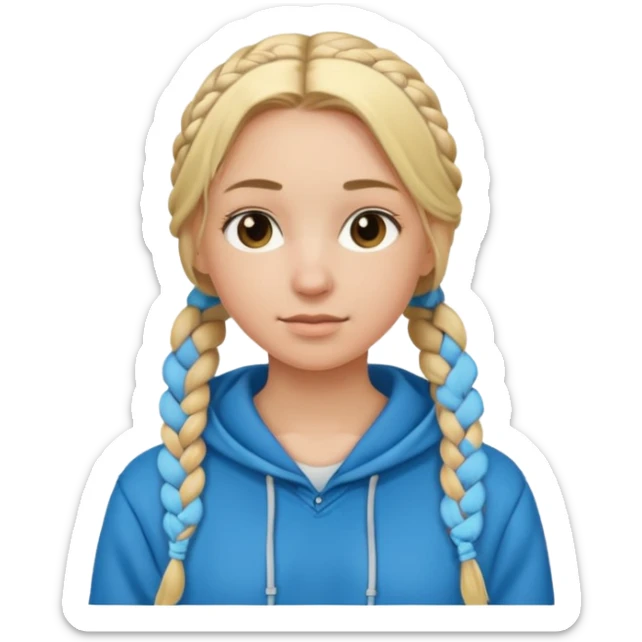hoodie blonde girl with braided hair sticker