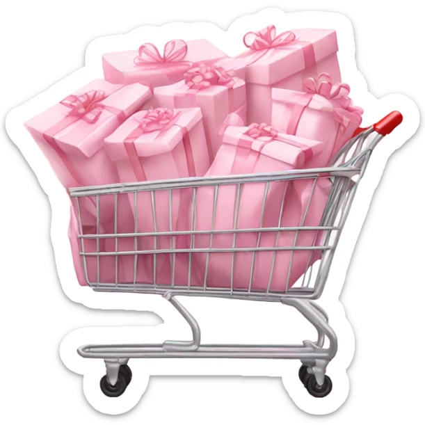 shopping cart full of light pink gift bags sticker
