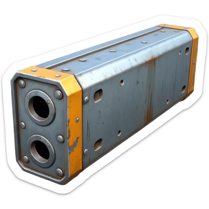 Clean metal beam, unweathered steel, no rust, no damage, sci-fi industrial style, smooth surfaces, high-quality PBR game asset, detailed but clean sticker