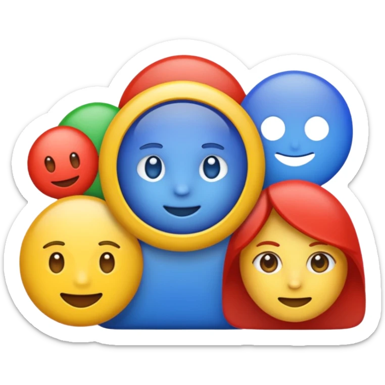 emoji of the Wokki Chat logo, and Google logo, and Microsoft logo sticker