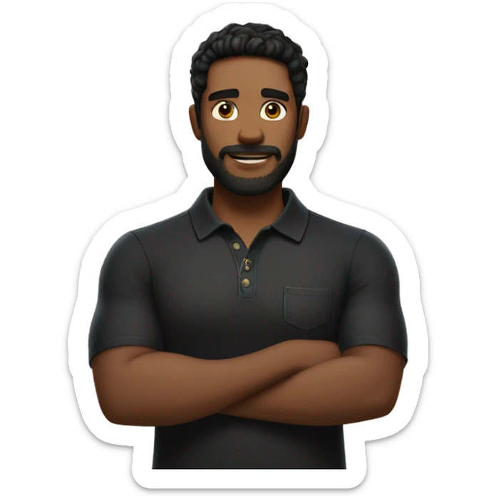 Man with black hair and thin beard, wearing a black polo shirt and jeans, making jewelry, 8k Pixar style. sticker
