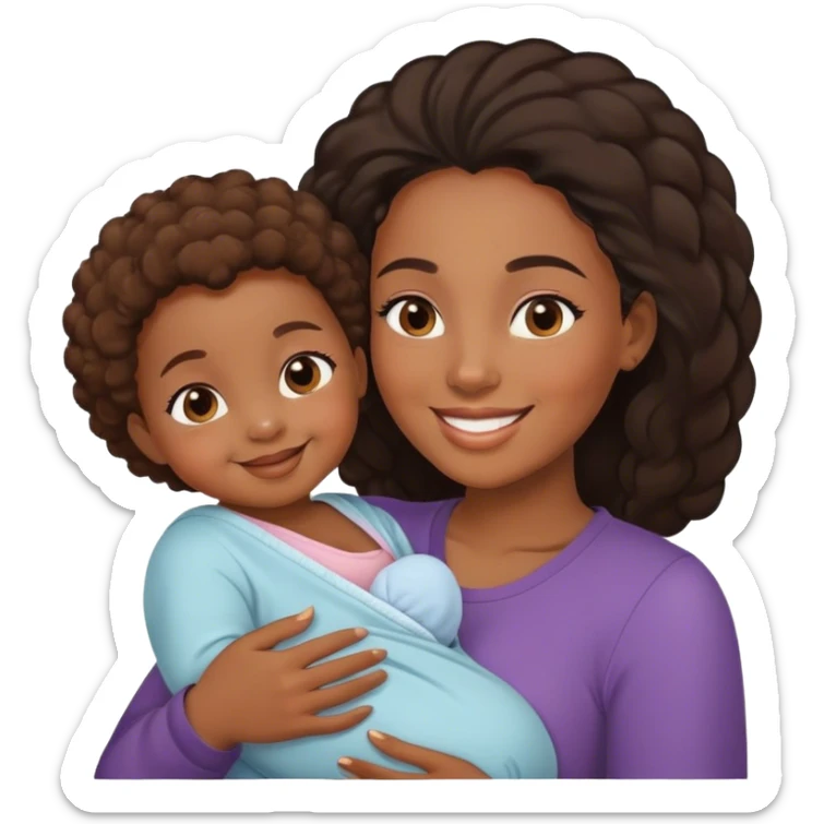 Black woman with baby sticker
