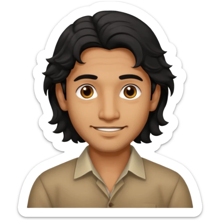 Indian fat guy south Indian wavy medium black hair ,tan darker skin sticker