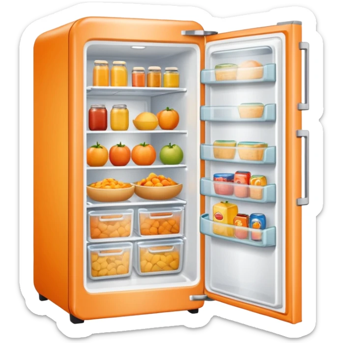 Hi refrigerator ! 
light orange color 
size: 512*512 
inside: full of food sticker