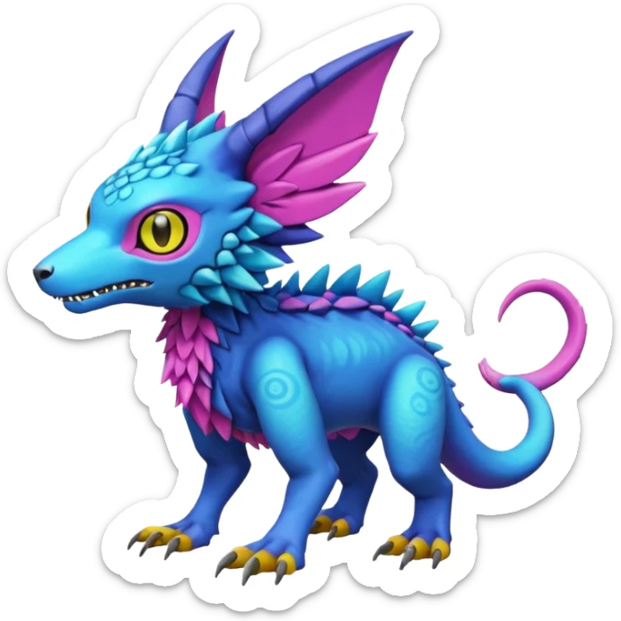  colorful modern Fakémon-Digimon-Trico-Vernid-creature (full body) sticker