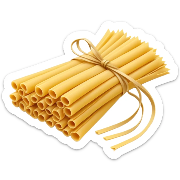 A bundle of long, uncooked pasta like spaghetti or linguine — straight, golden-yellow strands neatly grouped together, symbolizing traditional Italian cuisine sticker