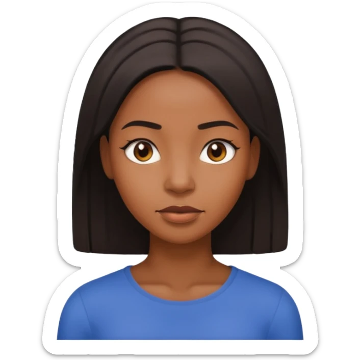 black woman with straight hair, simple facial expression sticker