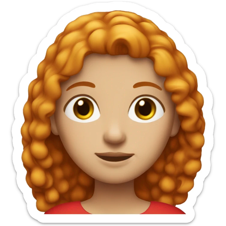 Ginger girl medium straight hair brown eyes in a red dress sticker