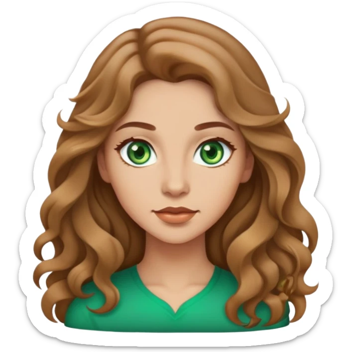 Woman green eyes light brown and wavy long sticker
