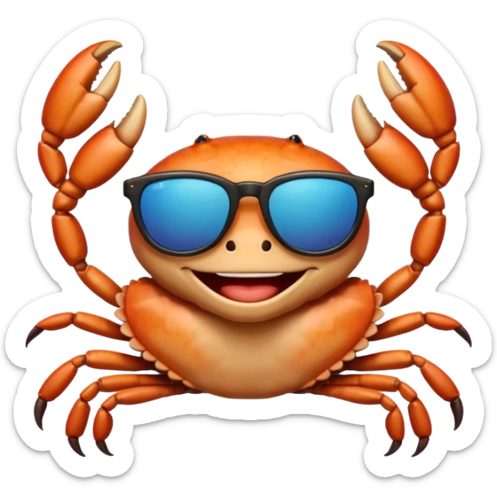 Alaska crab are moving wearing a sunglass and say hi sticker