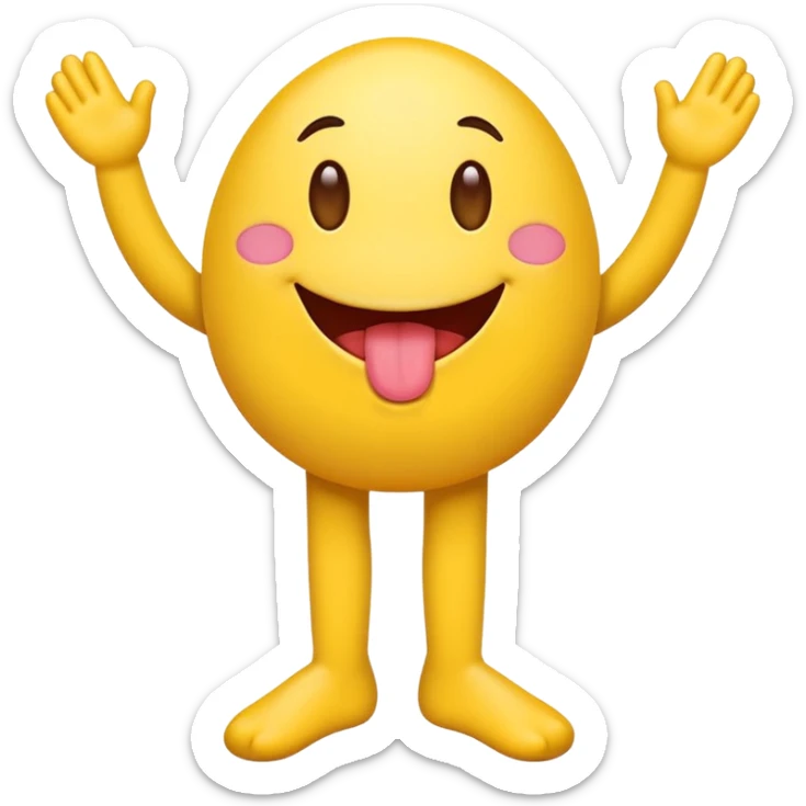 Emoji sticking their tongue out with legs crisscrossed  sticker