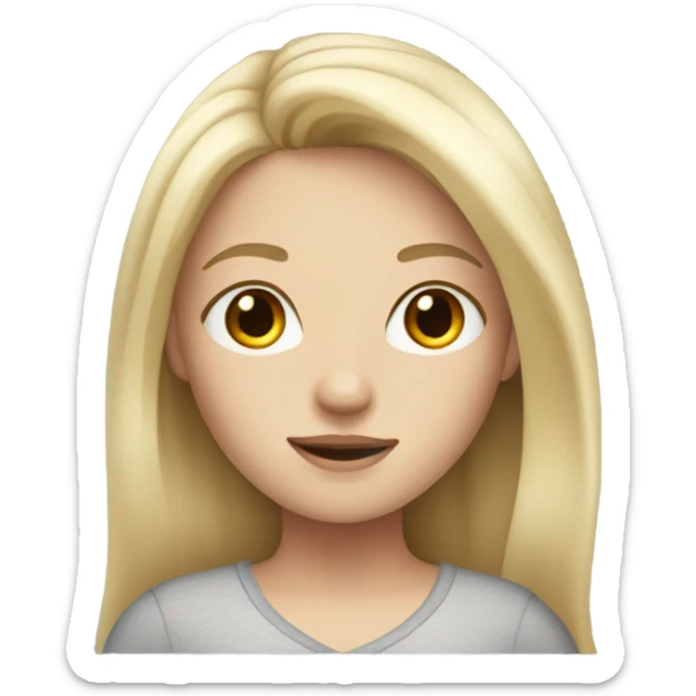 A girl with fair skin, blonde hair and gray eyes sticker