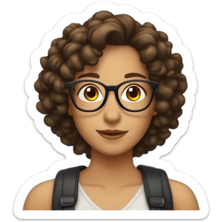 brunette girl with glasses and curly hair with text "approved" sticker