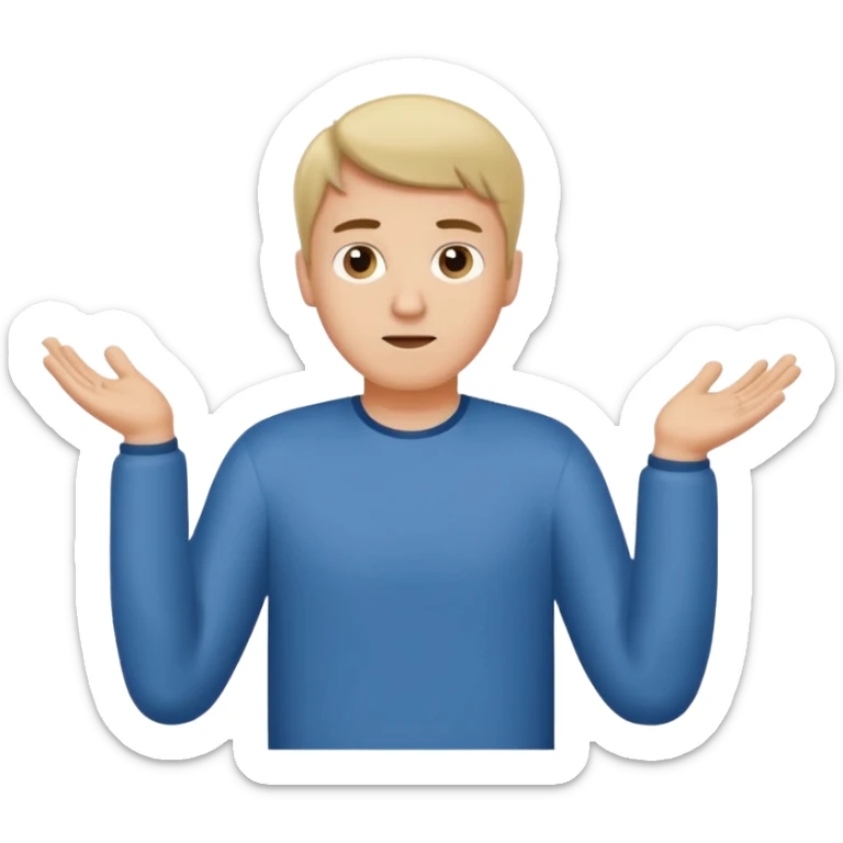 a guy shrugging his shoulders with a 6 above his right hand and a 7 above his left hand  sticker