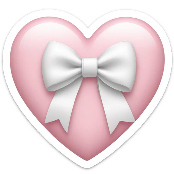 Pastel pink heart with white bow sticker