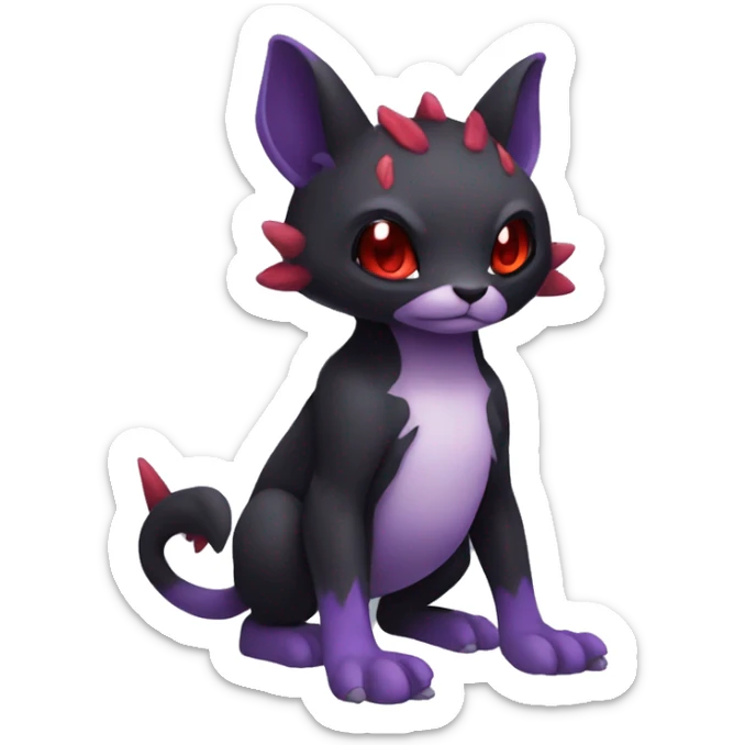 Cute cool dark black red purple animal hybrid Fakemon full body sticker