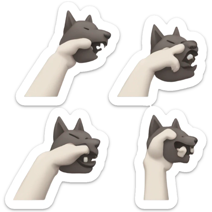 a wolf nodding his head up and down and a hand creating a fist for half of it and then it pointing to the right the second half, as if to say "hmm, yes" sticker