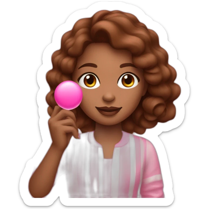 brown-haired girl holding pink payot cosmetics in her hand sticker