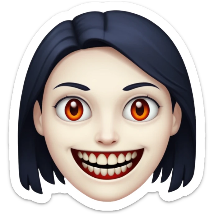 A emoji in which there is a deadly smile like toji from jujutsu kaisen and he is looking towards me scary way sticker
