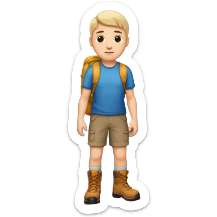 apple style emoji of a man standing on a mountain, the mountain is under his feet sticker