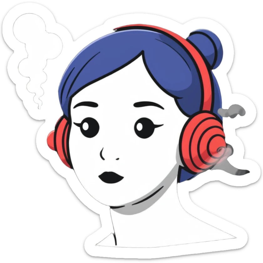 a woman with steam coming out of her ears sticker