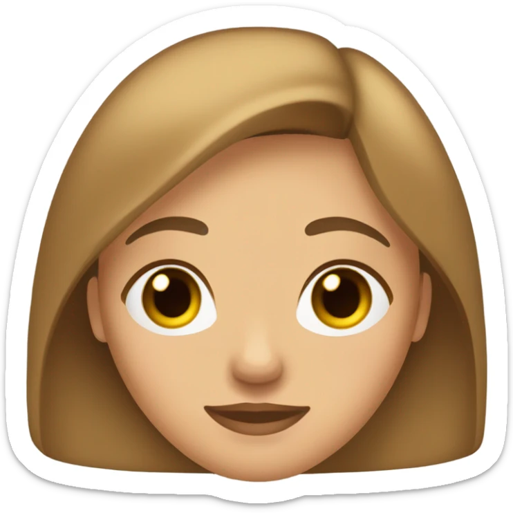 Like a girl with brown-blond long and straight hair brown eyes and medium light brown brows,medium nose and the medium lips sticker