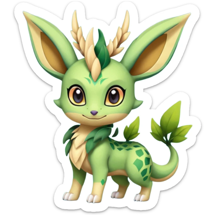 Meloetta-Leafeon-Spyro-Toothless-Stitch-Pokémon-Fakémon-creature-hybrid sticker