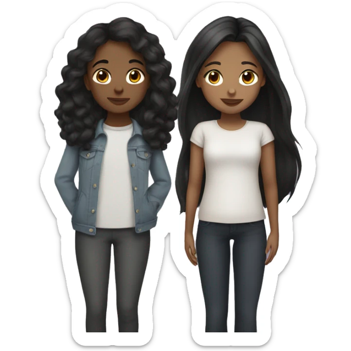 two girls light girls with dark hair kissing sticker