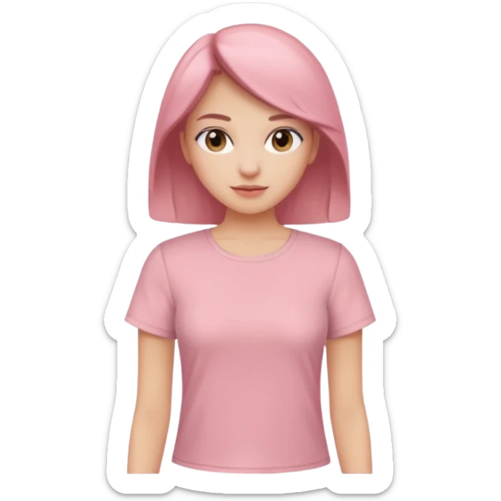 Rose-pink women’s top with short sleeves, soft fabric, gentle lighting, isolated on plain background. Complete plain, no textures. sticker