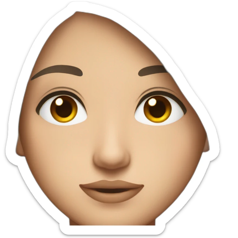 straight long dark hair and brown eyes with freckles sticker