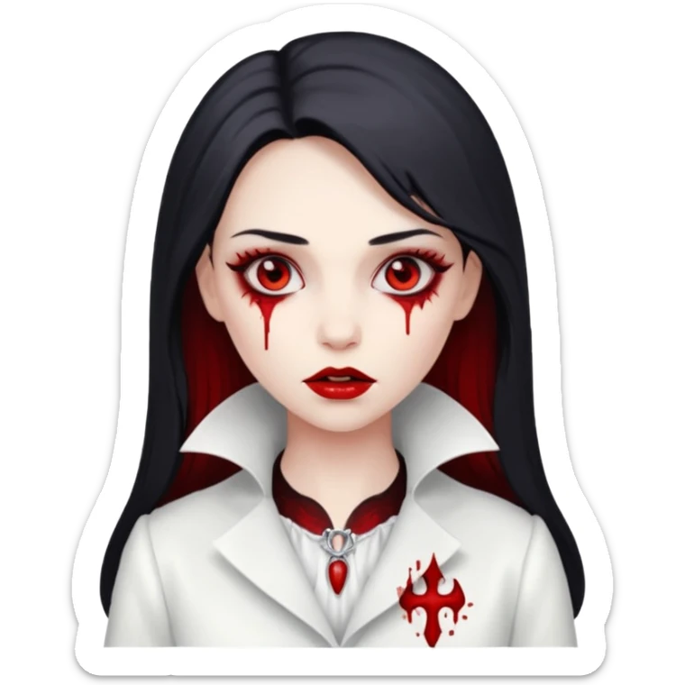 Women Vampire withwhite coat dress and eyes should be red with blood sticker