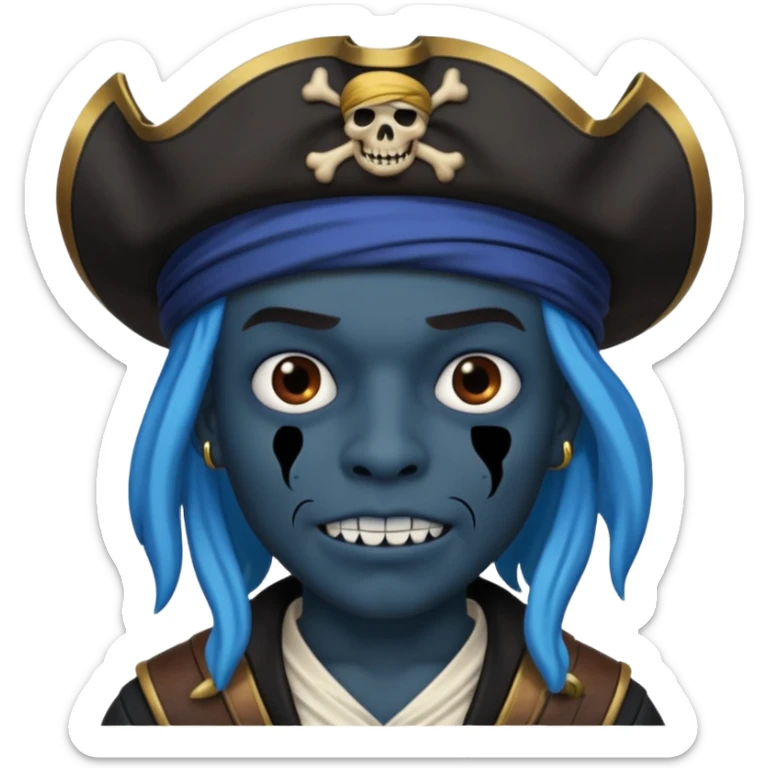 Un pirate qui fait peur uniquement bleu et noir sticker