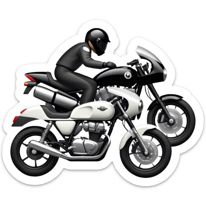 An icon showing a motorcycle and car racing side by side, leaving trails of speed and excitement. The silhouettes merge, symbolizing the thrill of adventure, custom tuning, and the freedom of the open road. A dynamic design on a transparent background, evoking passion for both vehicles. sticker