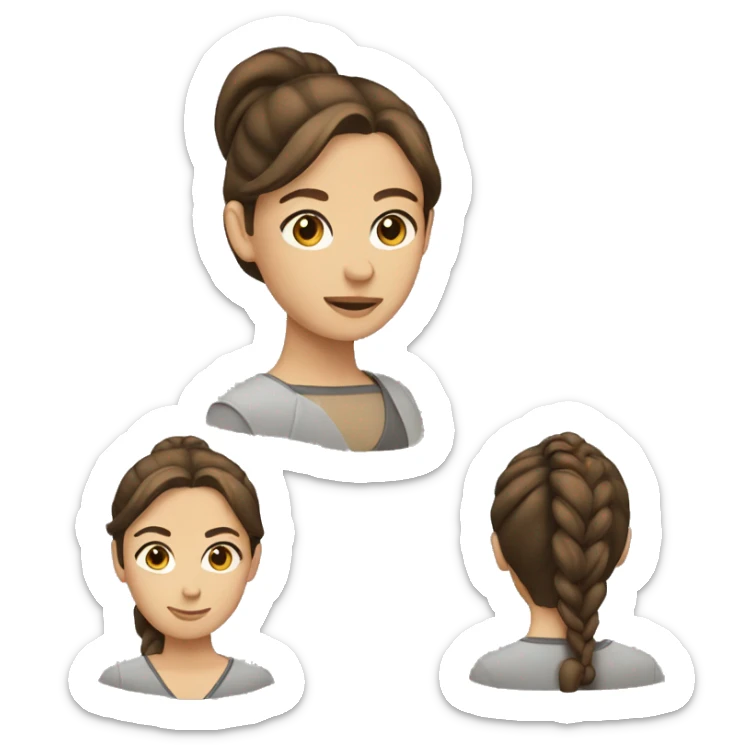 A woman with brown hair in a ponytail with brown eyes sticker