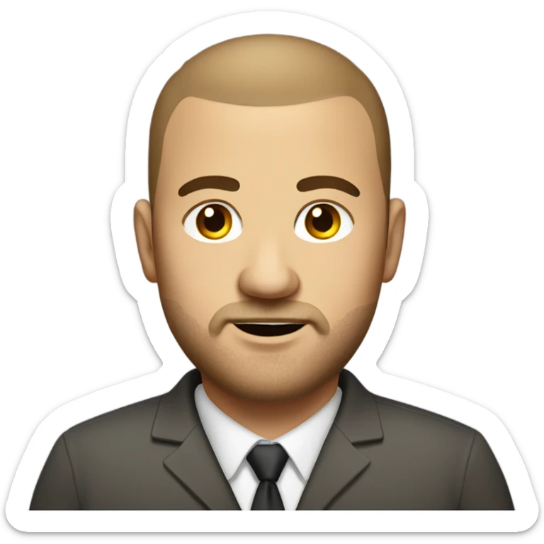 overweight italian business man, with brown buzz cut and a stubbled beard. sticker