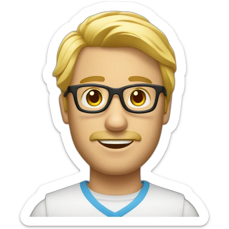 Un homme blond légèrement long avec des lunettes sticker