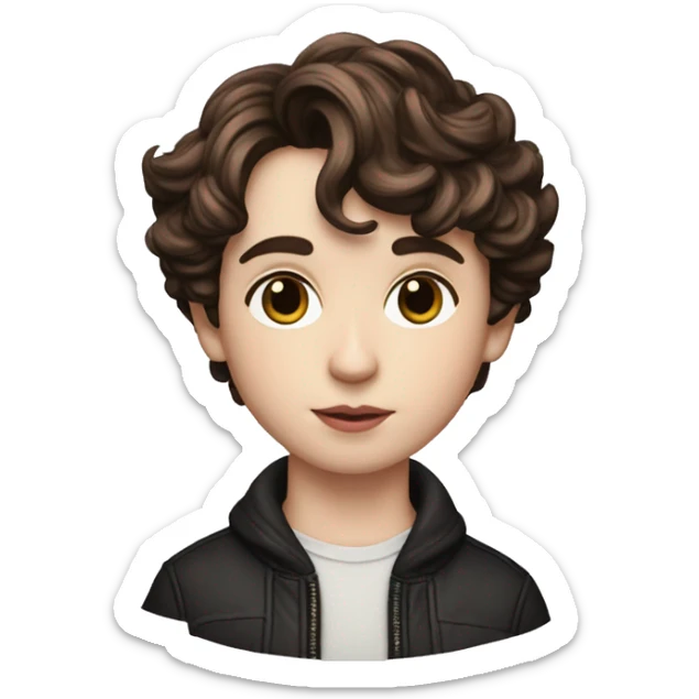 Memoji of Androgyneous, Pixie Cut, Timothee Chalamet, Dressed like an Artist sticker