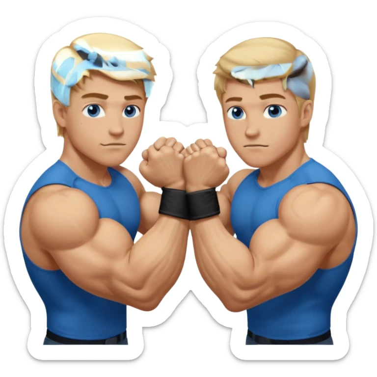 DIRTY BLONDE HAIR BLUE EYES BIG BICEPS FOR ARM WRESTLING YOUNG MAN sticker