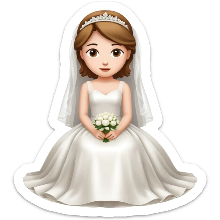 A beautiful girl wearing a wedding dress sitting sticker