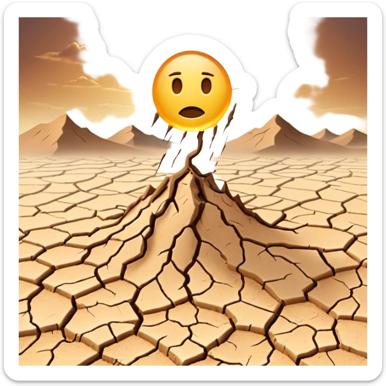 3D render of Drought Crack, miniature weather phenomenon, volumetric particle effects, parched brown earth ground texture, elemental energy, emoji style, isolated on white background --v 6.0. sticker