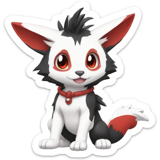 Cute cool black red white animal hybrid Fakemon full body sticker
