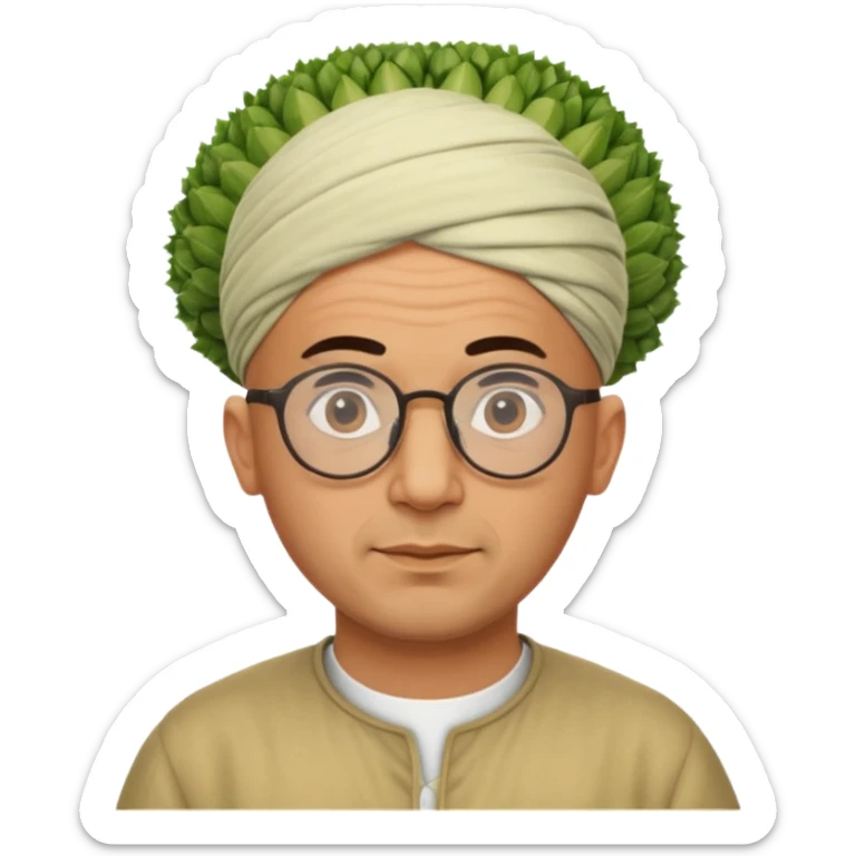 Bald moroccan man with one fennel on his head and glasses on and no turban  sticker