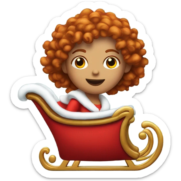 Santa’s sleigh but with a red head curly haired girl driving it sticker