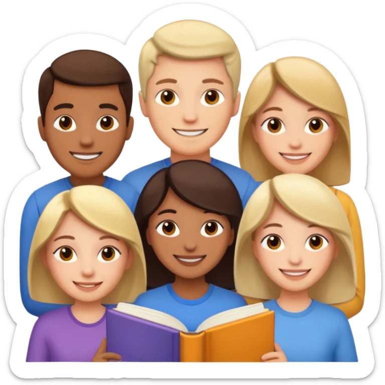 a bunch of people on the cover of a book sticker