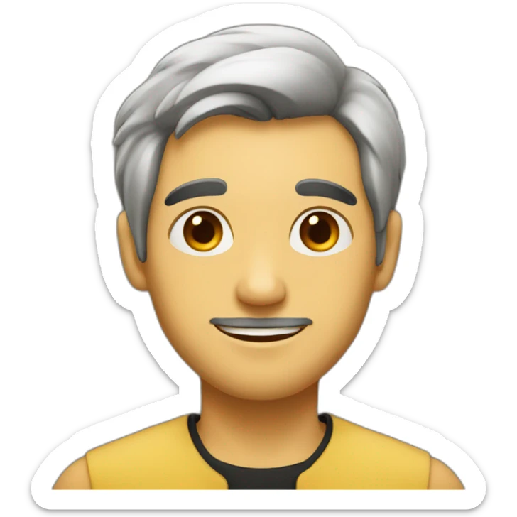 A man with black hair wearing a honey-colored dress   sticker