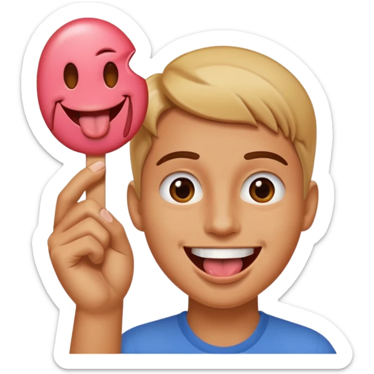 Happy face with tongue out with a 6 in one hand and 7 in the other sticker